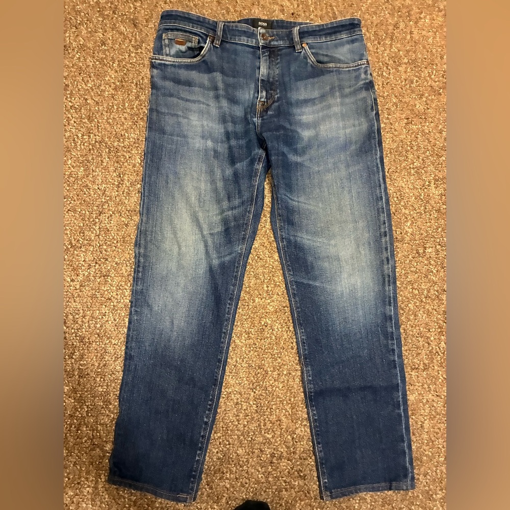 Hugo Boss Maine Jeans Mens 36x 30 Denim Stretch Slim Fit Blue